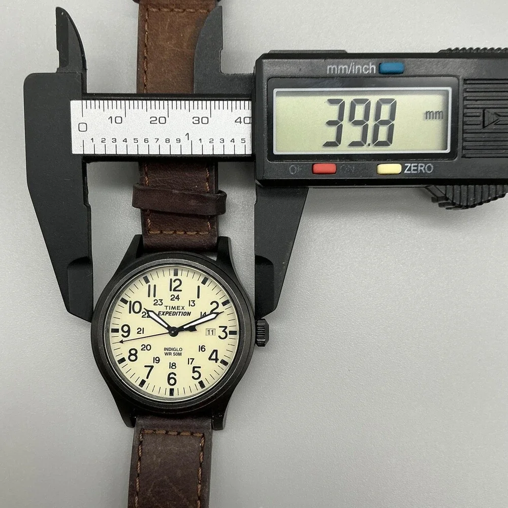 Timex Expedition Indiglo Men Watch 40mm Cream Dial Brown Leather T4K693 New Batt